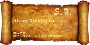 Simay Nikoletta névjegykártya